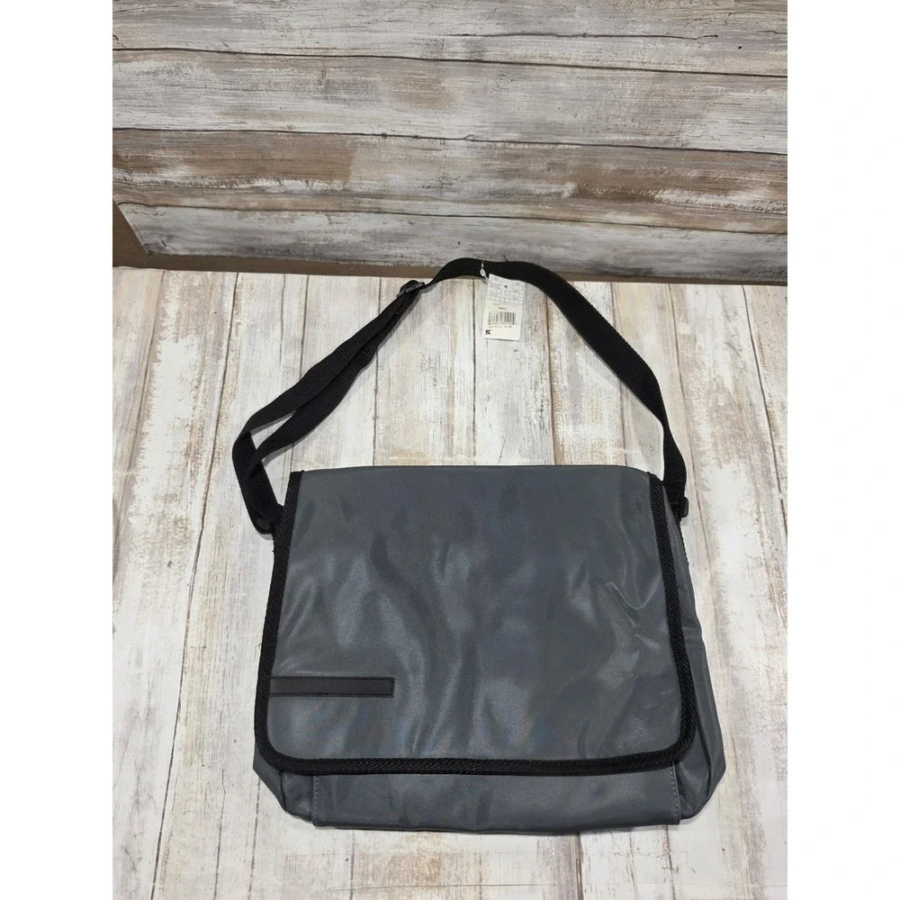 Kmart Gray Nylon Messenger Bag Adjustable Strap Y2K Techwear Utility Deadstock